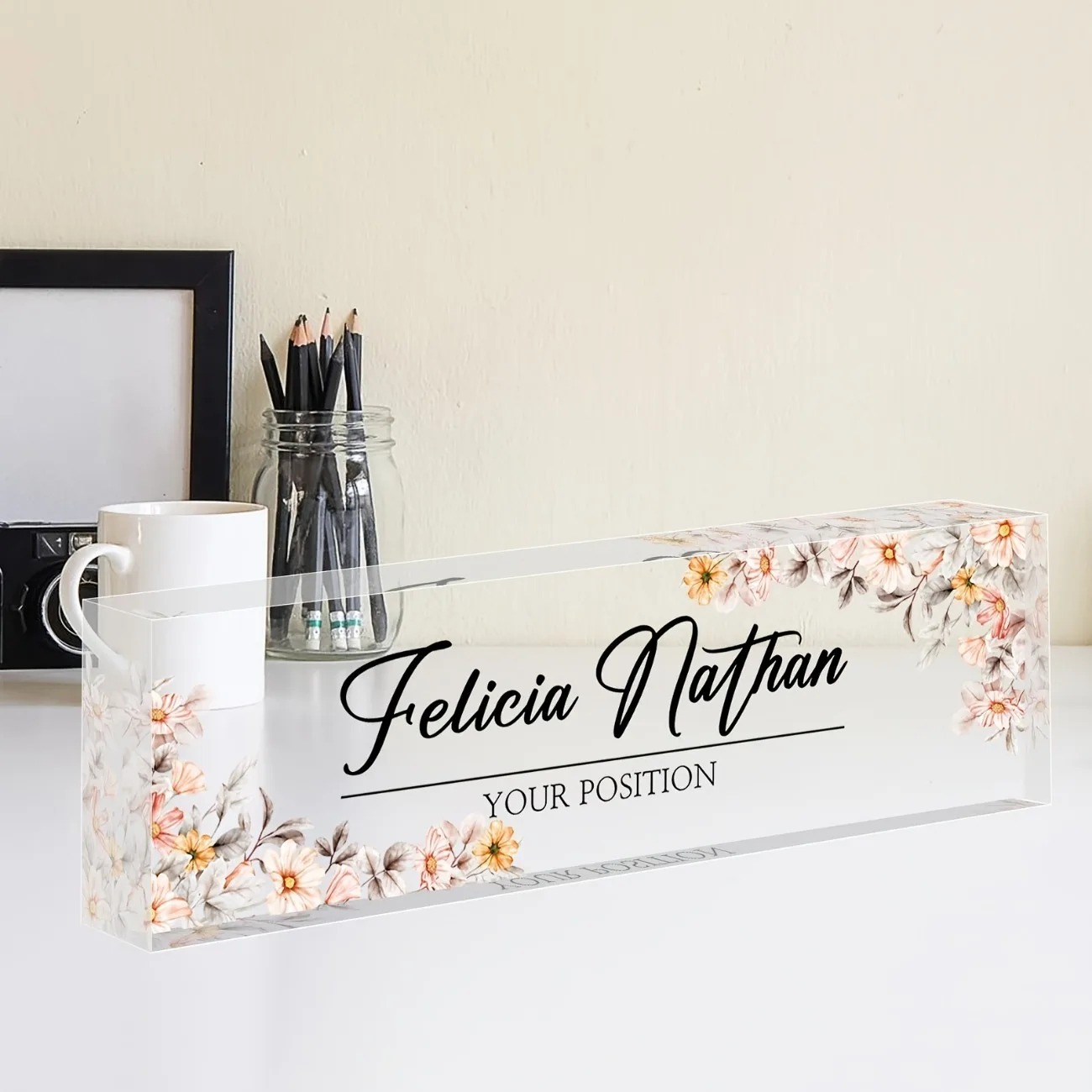 Desk Name Plate - [2D Plano] Placa de Nome Personalizada