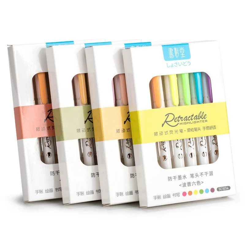 Highlighter Set Pastel - 6 cores/conjunto morandi marcadores retráteis caneta