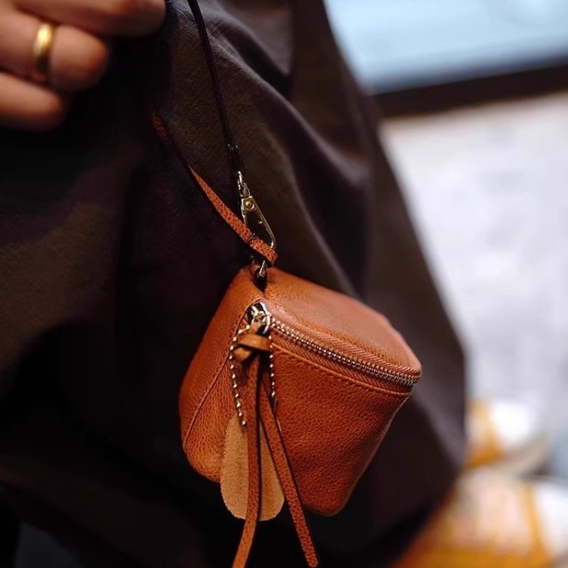 Tan Stationery & Office Supply - Bolsa de Moedas Quadrada de Couro