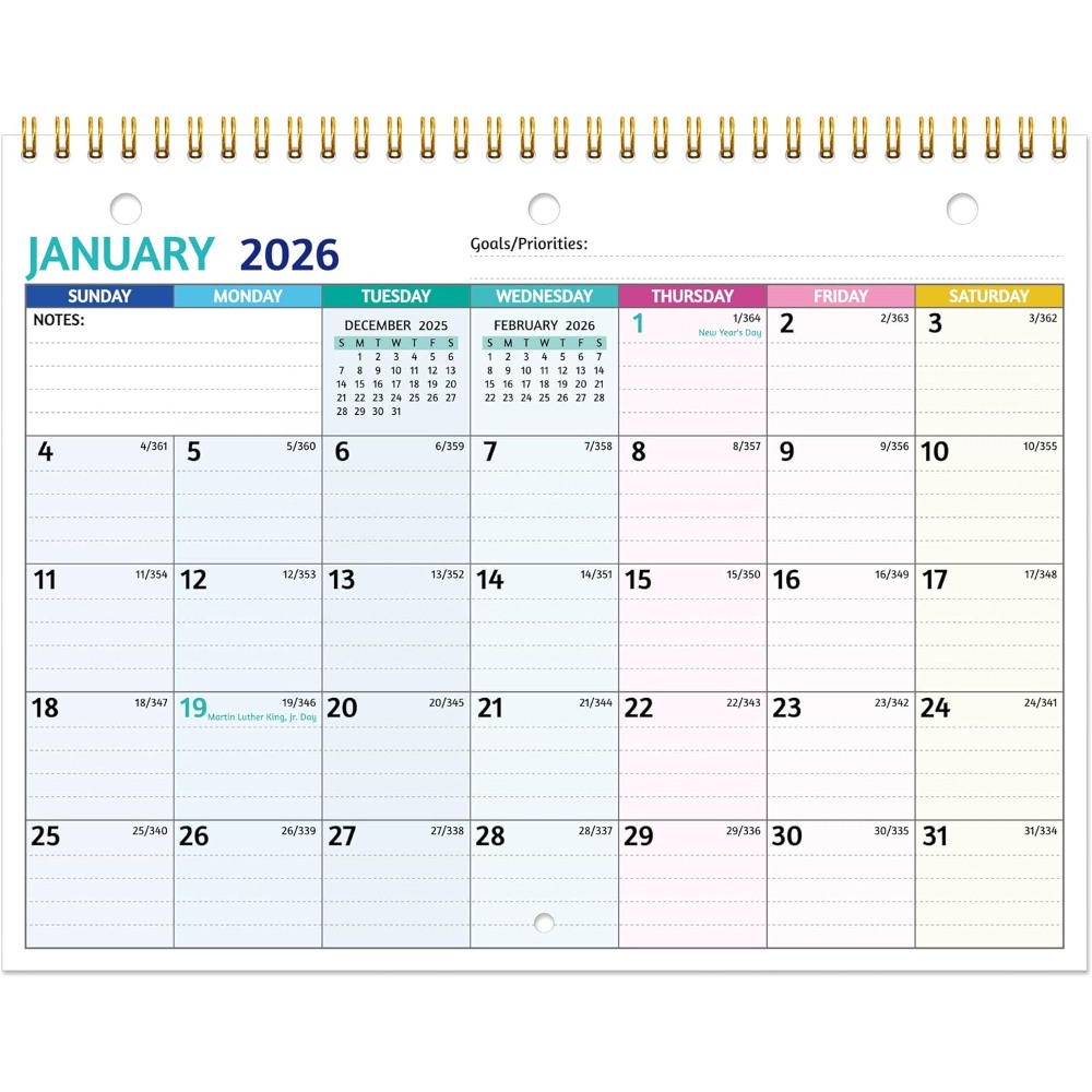 Paper Punch 3 Hole - Calendário de Parede 2026 com Papel