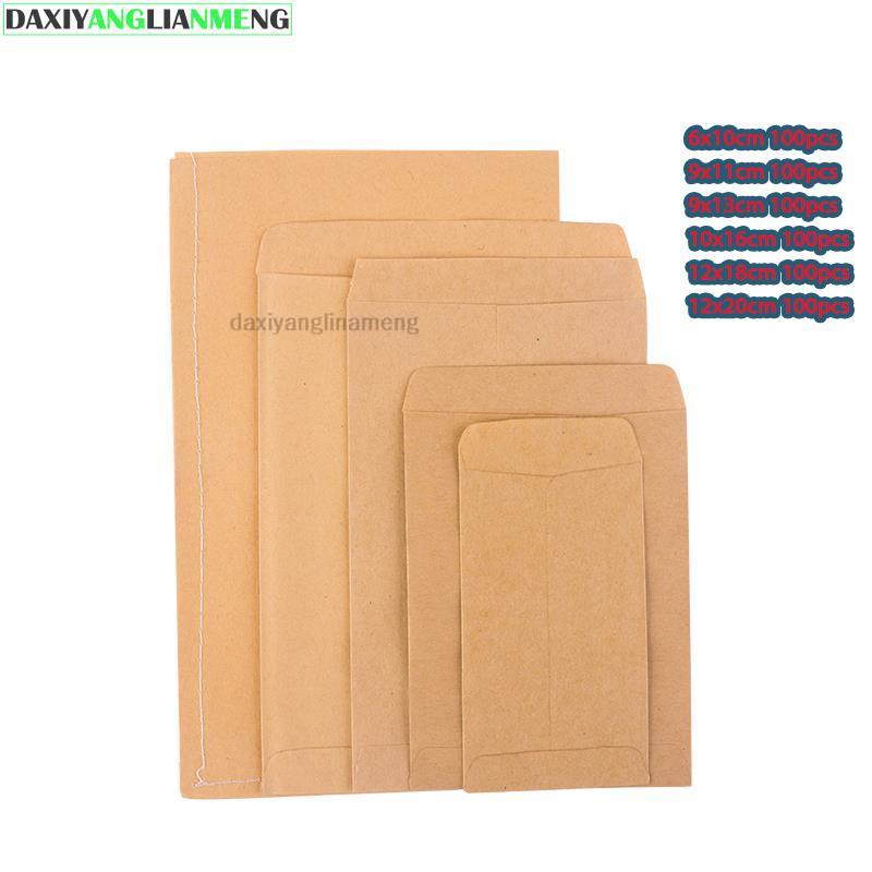 100 pces 6*10 10*16 9*1312*20c - Letter Envelope Kraft avaliação e preço