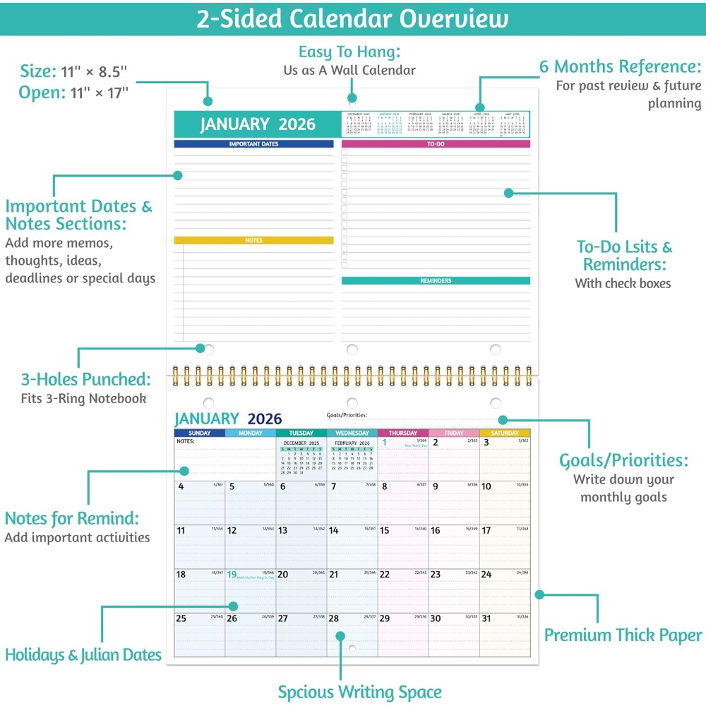 Calendário de Parede 2026 com  - Paper Punch 3 Hole avaliação e preço